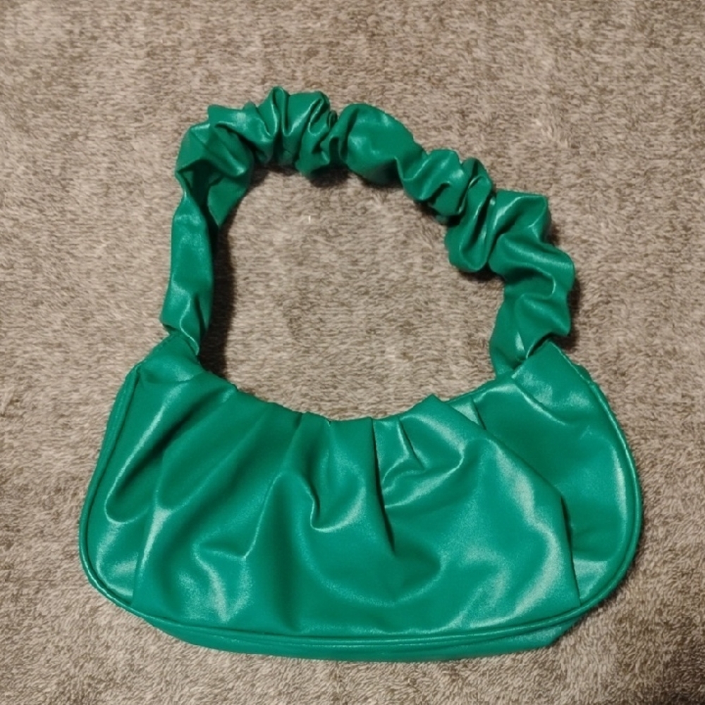 Unbranded Green Mini Hobo Bag Ruched Handle